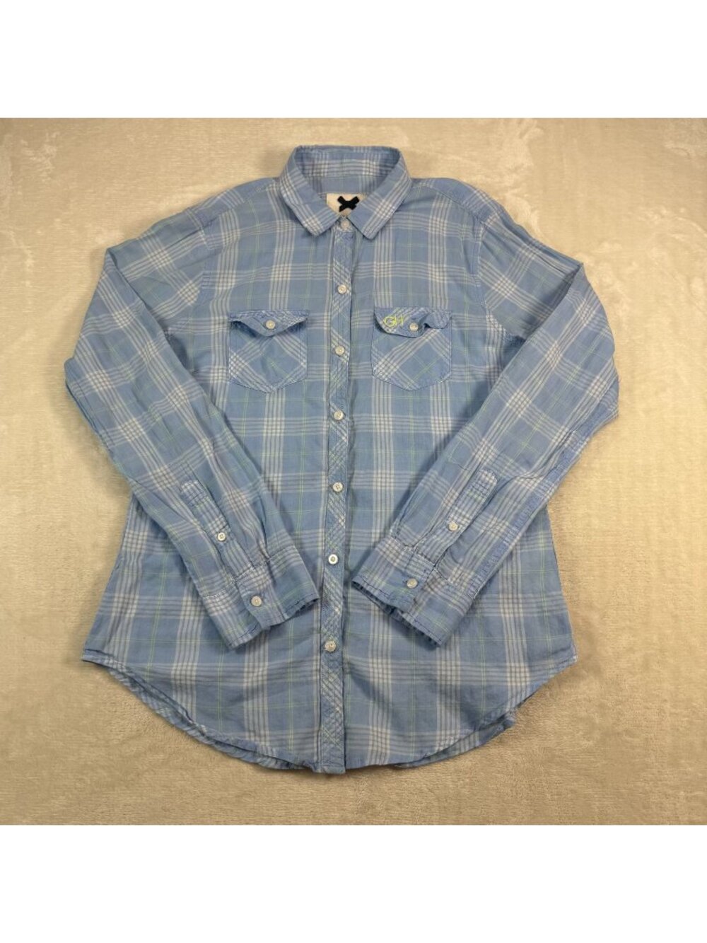 Gilly Hicks Plaid Button Down Lightweight Flannel Womens S Sydney Blue Preppy